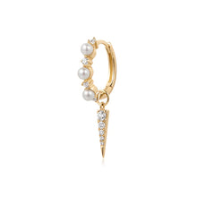 Load image into Gallery viewer, KAMRYN | Pearl Huggie with Lab Grown Diamond Charm