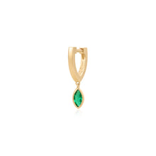Load image into Gallery viewer, MARIGOLD | Dangle Marquise Lab Grown Emerald Huggie