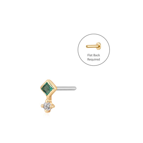 EMMIE  |  Emerald And Diamond Single Piercing Earring