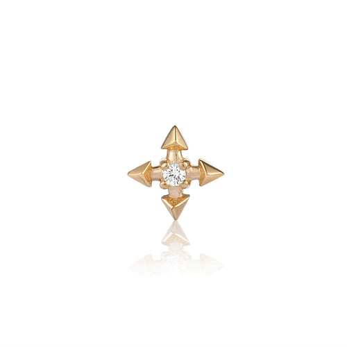 LIESE  |  Diamond 4-Pointed Cross Single Piercing Earring