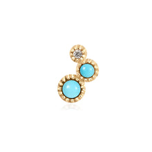 Load image into Gallery viewer, AMIRA  |  Turquoise &amp; White Sapphire Waterfall Piercing Earring