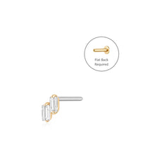 Load image into Gallery viewer, DEVON | Baguette Duo White Sapphire Piercing Earring