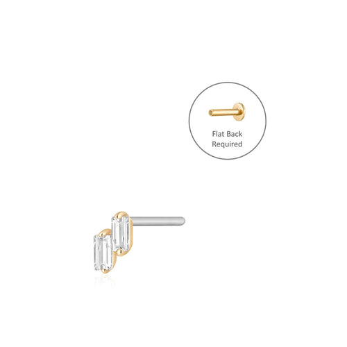 DEVON | Baguette Duo White Sapphire Piercing Earring