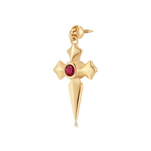 Load image into Gallery viewer, DOJA | Lab Grown Diamond &amp; Ruby Dangle Cross Threaded Flatback