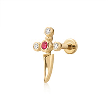Load image into Gallery viewer, PHINEAS | Lab Grown Diamond &amp; Ruby Dagger Threaded Flatback