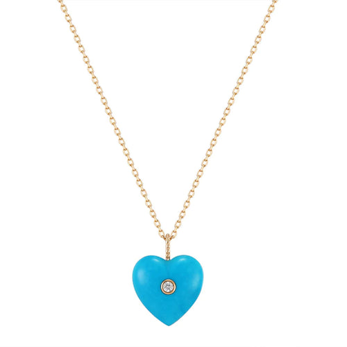 NEELA | Turquoise & Diamond Reversible Heart Necklace