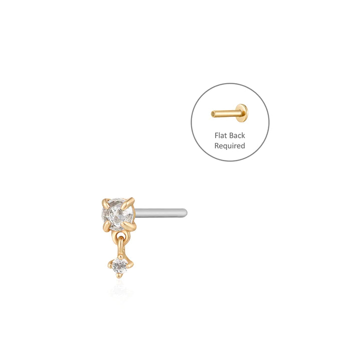 IDA | Rose Cut Double White Sapphire Piercing Earring