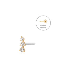 Load image into Gallery viewer, CLARA | Rose Cut Triple White Sapphire Piercing Earring