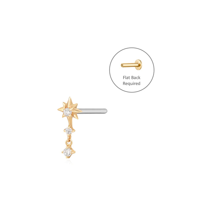 NOVA | Triple Diamond Starburst Single Piercing Earring Yg