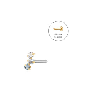 WAVE | Blue Topaz Tri-tone Piercing Earring Yg