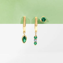 Load image into Gallery viewer, KENZA | Dangle Lab Grown Emerald and Sapphire Huggie