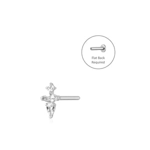 LANI | Pear and Round White Sapphire  Piercing Earring