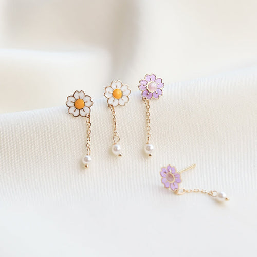 Phoebe Flower and Pearl Droplet Earrings