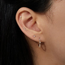 Load image into Gallery viewer, CLARA | Rose Cut Triple White Sapphire Piercing Earring