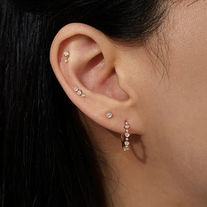 CLARA | Rose Cut Triple White Sapphire Piercing Earring