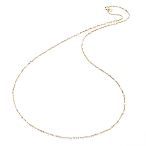 NECKLACE YELLOW GOLD WHITE DOTS