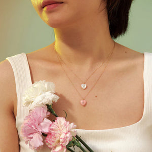 DOLLY| Mother of Pearl & Diamond Reversible Heart Necklace