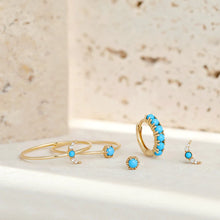 Load image into Gallery viewer, NORA  |  Turquoise &amp; White Sapphire Crescent Moon Single Earring