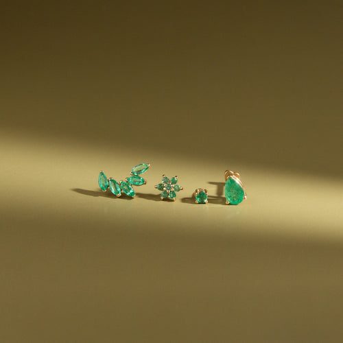 Brilliant Emerald Threaded Piercing Earring