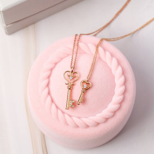 Diamond Key Pink Gold Necklace Size M