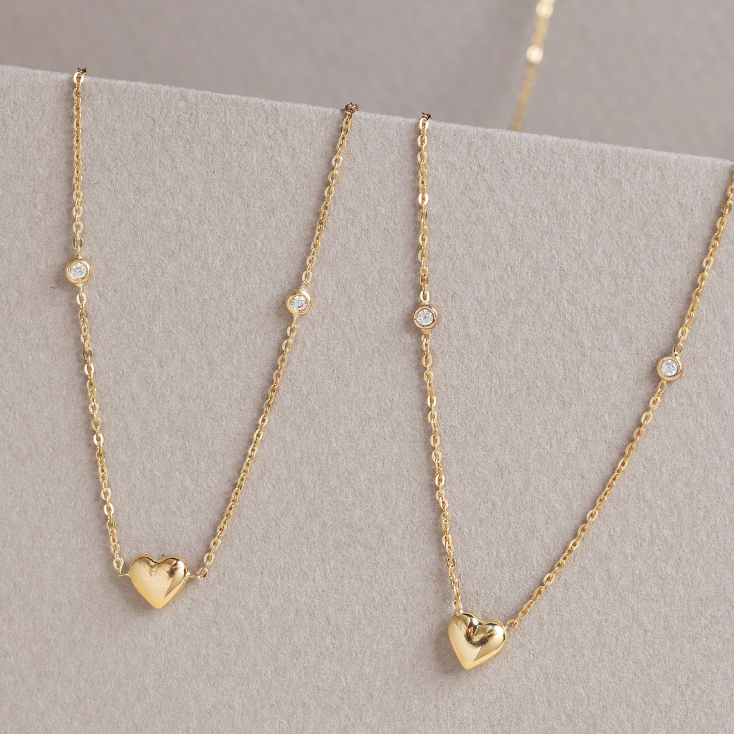 Dainty heart zirconia Necklace Yg