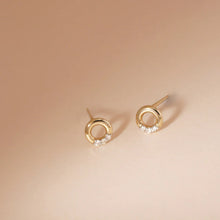 Load image into Gallery viewer, LENA  |  Open Circle Diamond Stud Yg