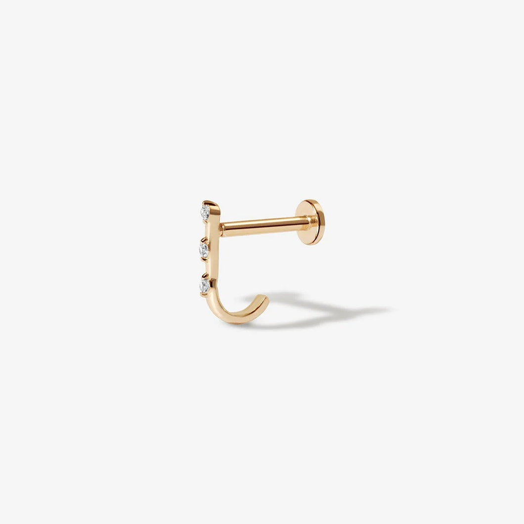 Lane Diamond J Piercing Earring