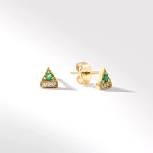 Load image into Gallery viewer, Cleo Emerald Diamond Stud Earrings