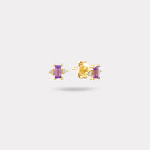 Load image into Gallery viewer, Tippy Amethyst Diamond Stud Earrings