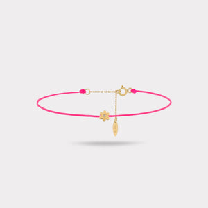 Gold Flower Diamond Pink Bracelet