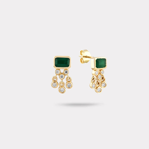 Emmie Emerald Diamond Stud Earrings