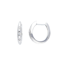 Load image into Gallery viewer, Selma Trinity Diamond Hoop Earrings