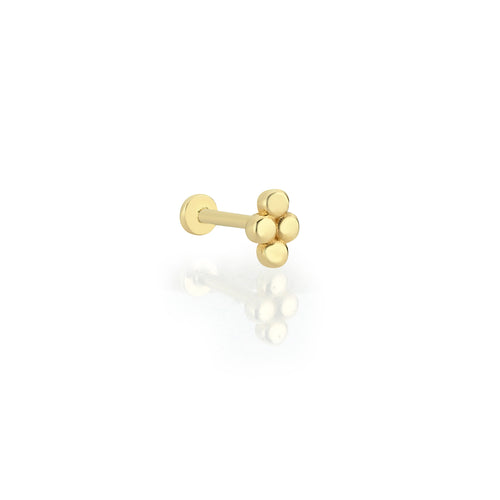 Quattro Dots Solid Gold Threaded Piercing Earring