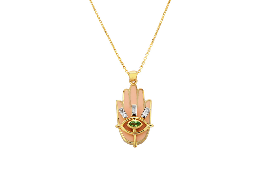 Pink Hamsa Tsavourier diamond Necklace