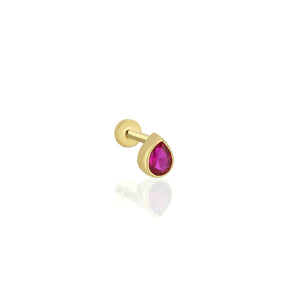 Ruby Droplet Threaded Piercing Earring