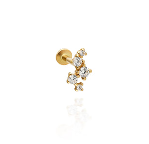 Stardust Diamond / Solid Gold Threaded Piercing Earring (0.12ct)