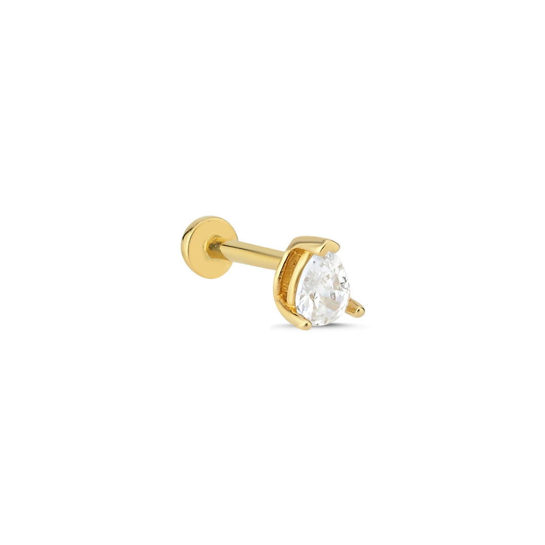 Single Diamond Threaded Piercing Earring