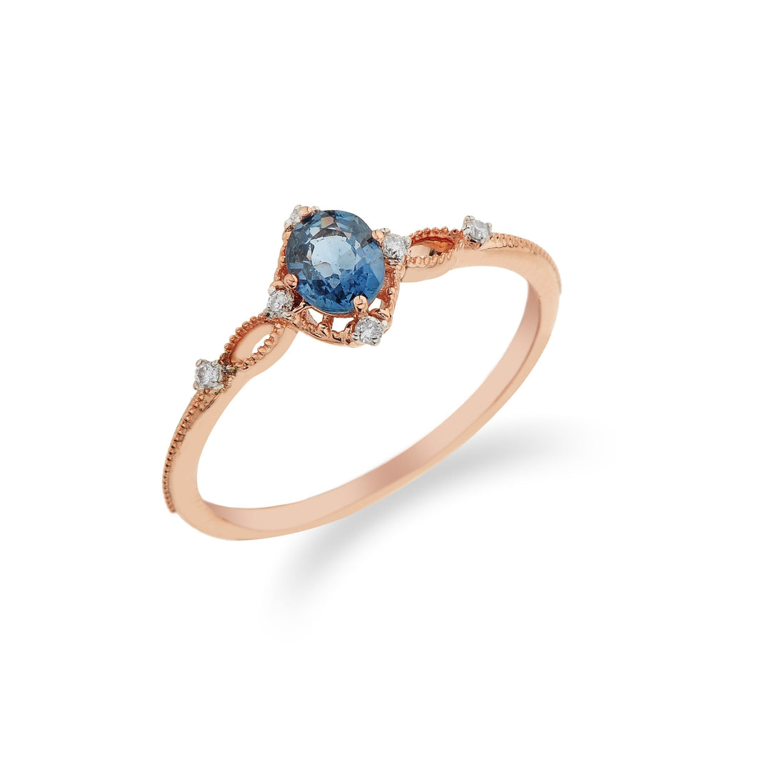 Vinus Sapphire and Diamond Ring