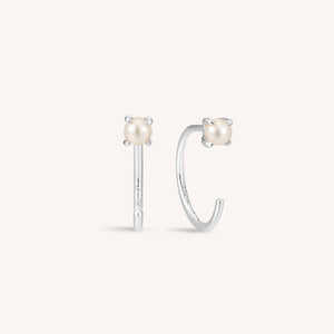 Pearl Open Huggie Earrings