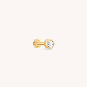 Mini Bezel Diamond Threaded Labret Earring