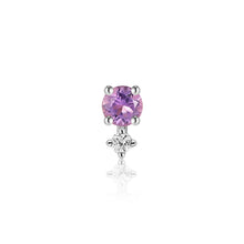 Load image into Gallery viewer, FEBRUARY | Amethyst and White Sapphire Single Piercing Earring