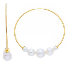 Load image into Gallery viewer, Mermaid&#39;s Floating Pearls Hoops