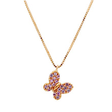 Load image into Gallery viewer, Butterfly Pink Zirconia Pink Gold Necklace