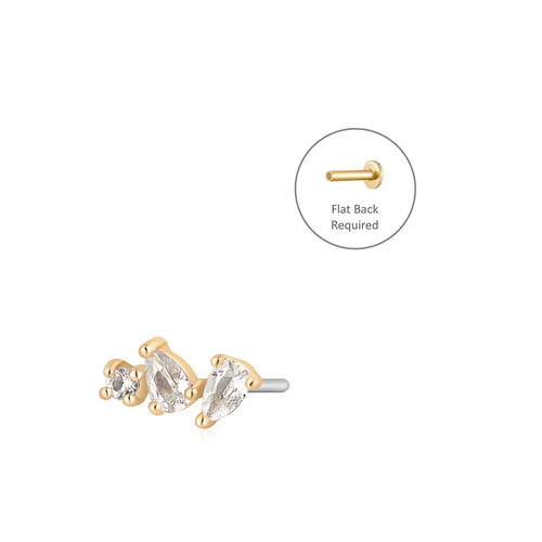 CAMI | Pear and Round White Sapphire  Piercing Earring