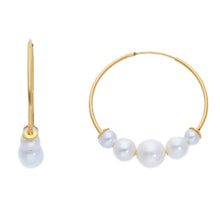 Load image into Gallery viewer, Mermaid&#39;s Floating Pearls Hoops