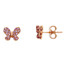 Load image into Gallery viewer, Butterfly Pink Zirconia Pink Gold Earrings