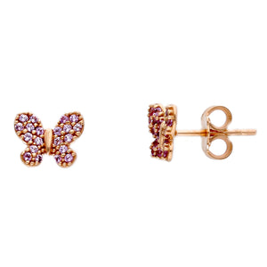 Butterfly Pink Zirconia Pink Gold Earrings