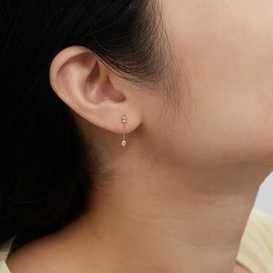 DEWDROP | Pear and Round White Sapphire Drop Stud YG