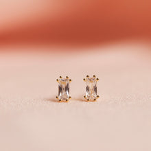 Load image into Gallery viewer, Lotus Rectangle Zirconia Stud Earrings