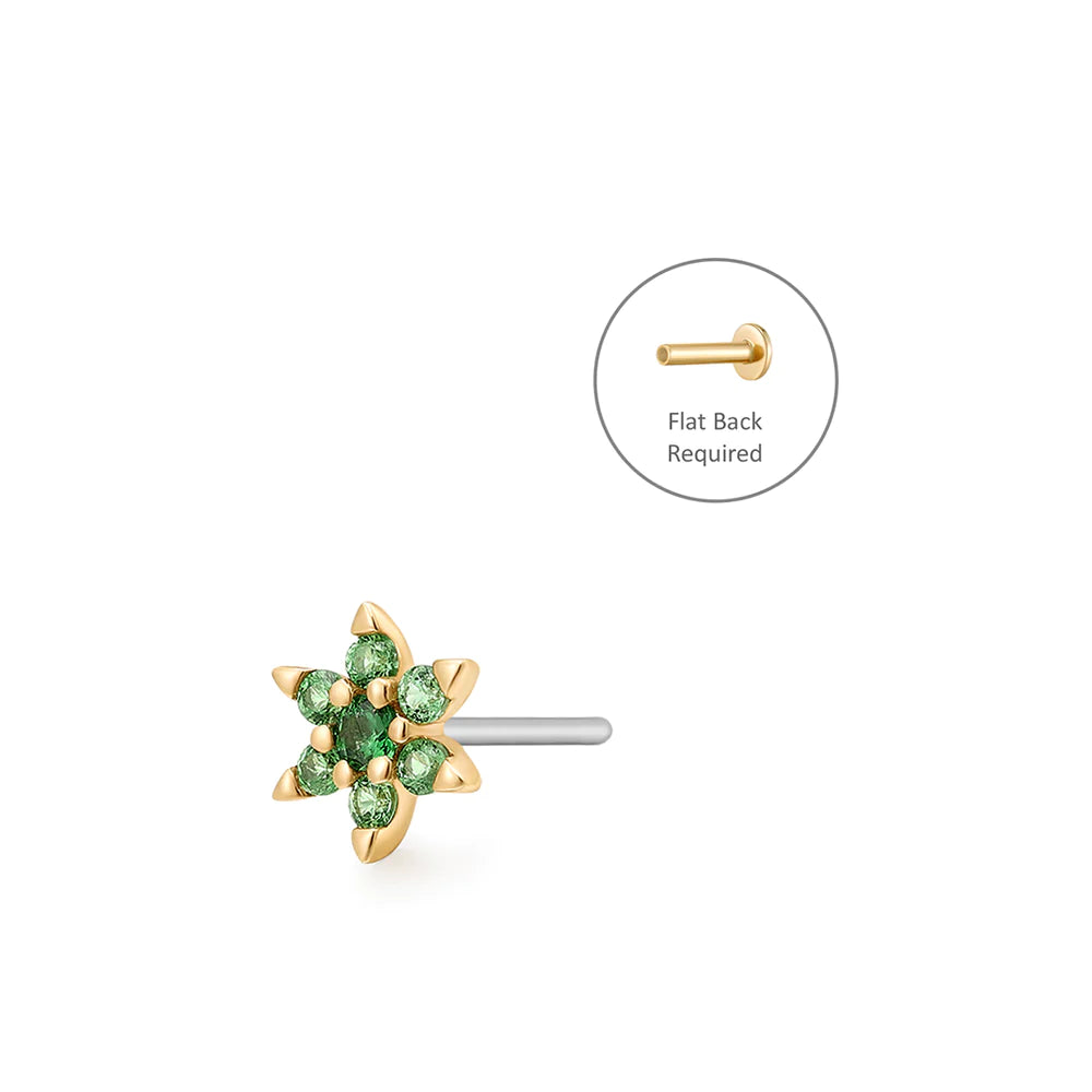 LOTUS | Floral Tsavorite Piering Earring YG